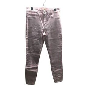 L'Agence Jeans Women's Size 25 Pink Coated Margot Tapered Leg Cotton Blend